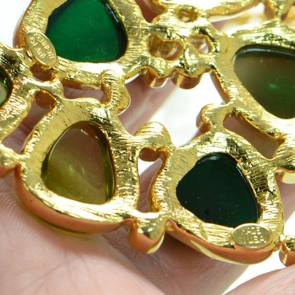 Kenneth Jay Lane KJL Gold-Tone Resin Cabochon & Crystal Bib Necklace - Picture 6 of 6